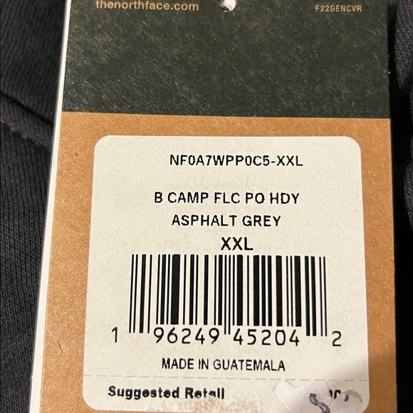 The North Face Charcoal Hoodie with Vibrant Orange Sleeve Design - Picture 12 of 14